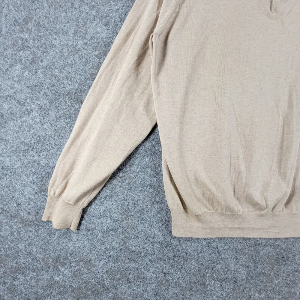 Tricots St. Raphael Polo Sweater‎ Mens M Ivory Silk Outdoor Long Sleeve 3 Button
